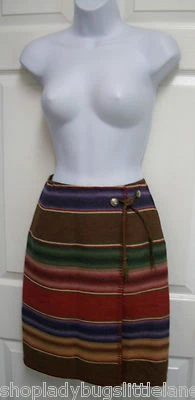 FALDA CORTA ENVOLVENTE DE LANA RALPH LAUREN COUNTRY SUROESTE SARAPE INDIO MANTA M Foto 1 de 4