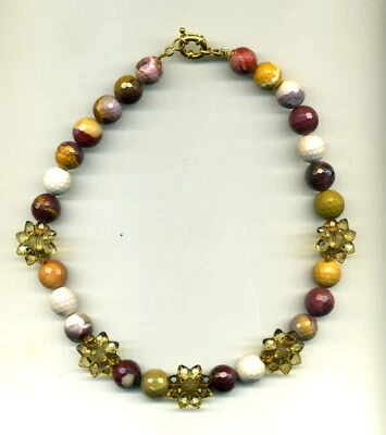 Girocollo multicolore marrone in mokaite e margherite gialle - Immagine 1 di 4