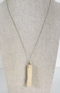 Vintage Sterling Silver Beige Fossil Coral Stick Pendant Necklace 18 In - Picture 1 of 10