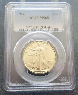1944 P 50c Walking Liberty Half Dollar Coin - PCGS MS65 Certification# 28931802 - Image 1 of 4