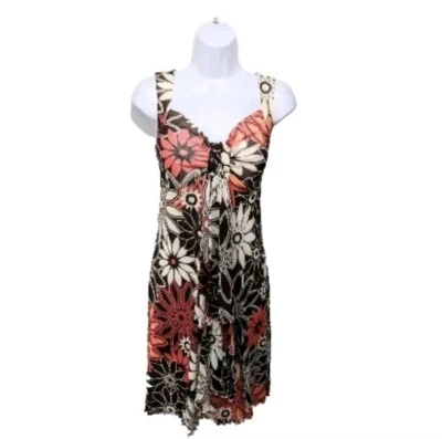 Vestido acampanado estampado retro sangría para mujer 12 nailon años 60 70 sin mangas #4900 Foto 1 de 4