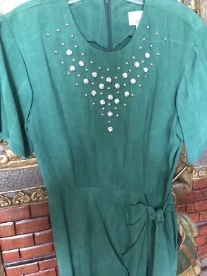 Vestido adornado verde esmeralda lavado ácido vintage años 80  Foto 1 de 4