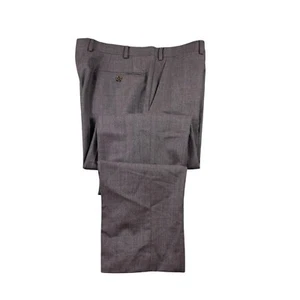 Armani Collezioni Recent Brown Woven Flannel Wool Mens Flat Front Trouser 32x32 - Picture 1 of 5