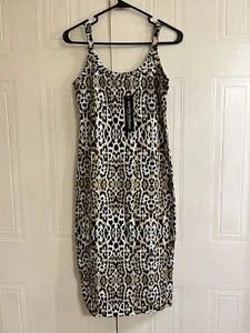 Wendy Williams Sleeveless Leopard Animal Print Sheath Dress Scoop Neck XS NWT - Picture 1 of 5