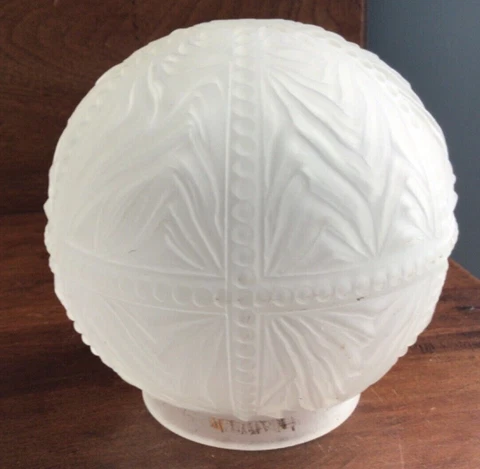 Antique Gas Lighting, Frosted Embossed Gas Light Globe/ Shade, 3" Fitter Cover