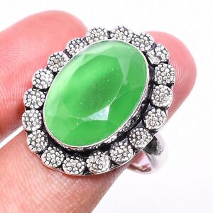 Green Onyx Gemstone 925 Sterling Silver Jewelry Ring Size 8