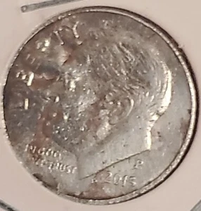 2015 P Roosevelt Dime Struck Through Grease - Picture 1 of 8