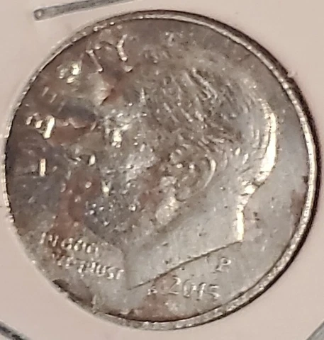 2015 P Roosevelt Dime Struck Through Grease Cover