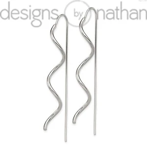 Designs by Nathan | 925 Sterling Silver Polished Spiral Dangle Earrings - Picture 1 of 12