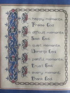 Kit de punto de cruz vintage In Every Moment Thank God nuevo en paquete 10x12 - Imagen 1 de 6