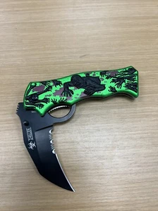 MTech Ballistic MT-A813 Hawkbill Combination Blade Zombie Handle Folding Knife - Picture 1 of 3