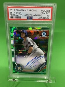 2019 Bowman Chrome Seth Beer Green Atomic Auto 53/99- PSA GEM MINT 10 - Picture 1 of 6