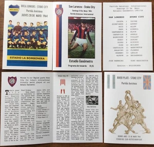 1964 Argentina Boca Juniors River Plate San Lorenzo v STOKE CITY 3x Programmes - Picture 1 of 5