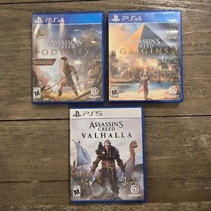 Assassins Creed Lot PS4 PS5 Odyssey Origins and Valhalla Collection of 3! - Picture 1 of 13