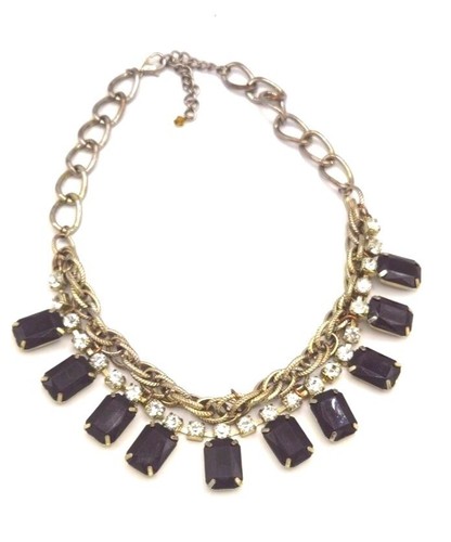 VETEMENTS Collana con strass neri e trasparenti su catenina tono oro