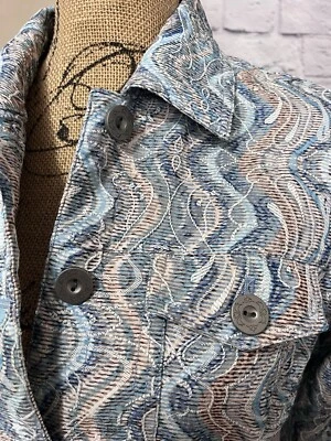 Chaqueta blazer para mujer Analogy, elástica, azul/bronceado, bordada, talla pequeña Foto 1 de 4