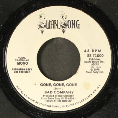 BAD COMPANY: gone, gone, gone / mono SWAN SONG 7" Single 45 RPM Foto 1 de 2