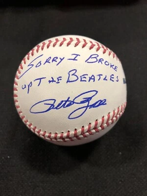 Pete Rose OMLB Baseball Phillies  Reds “I’m sorry  I broke up the Beatles" JSA B - Image 1 of 4