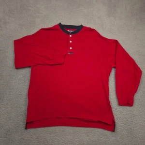 Chaps Ralph Lauren Henley Shirt Mens Large Red Long Sleeve 100% Cotton Casual - Picture 1 of 9