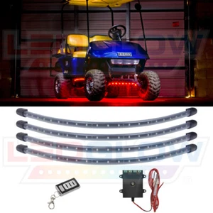 4pc LEDGLOW RED LED GOLF CART UNDERBODY 12v LIGHT KIT CLUB CAR w CONTROL BOX - Picture 1 of 6