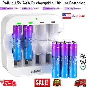 8PCS 1100mWh AAA Rechargeable Lithium Batteries 1.5V Li-ion AAA Battery Charger - Picture 1 of 8