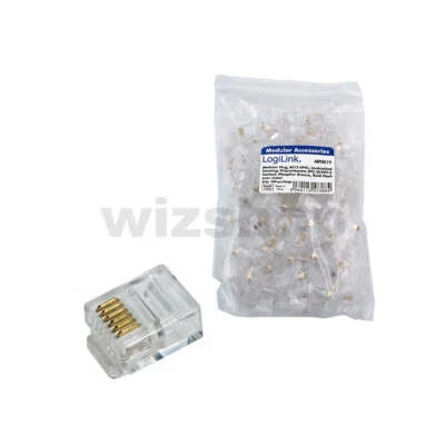 Connettore Plug RJ12 6P6C cavo telefono telefonico Modulare Fax 10 50 100 pezzi - Immagine 1 di 3