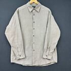 Crazy Horse Shirt Mens Large Tan Beige Long Sleeve Stitch Work Button Up Casual