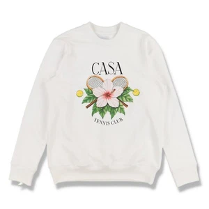 Casablanca White Floral Tennis Club Sweatshirt | Size XS SS21 $410 - Picture 1 of 5