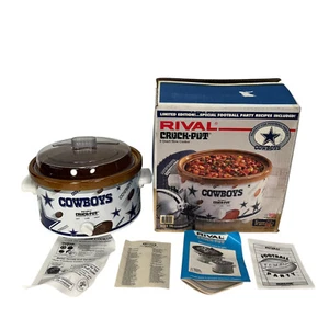 Olla de barro de colección Rival Dallas Cowboys olla de cocción lenta de 4 cuartos 3104 defectos de caja de fútbol americano - Imagen 1 de 23
