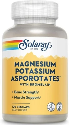 Solaray Magnesium and Potassium Asporotates | 60 Servings | 120 VegCap | BB 4/28 - Image 1 of 4