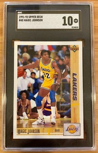 1991-92 Upper Deck Basketball Magic Johnson Card #45 SGC 10 Gem Mint Low POP 4 - Picture 1 of 2
