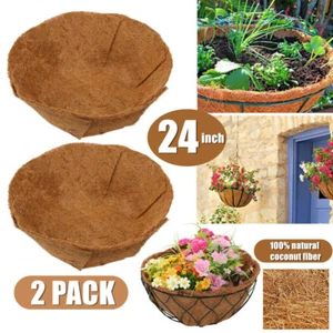 2Pcs 24" Round Coco Liner Coconut Fiber Replacement for Hanging Flower Basket - Picture 1 of 11