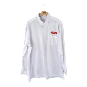 Weißes besticktes langärmeliges Oxford-Hemd für Herren Größe 18" Kragen - Bild 1 von 4