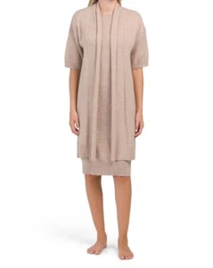 Bata de salón TAHARI cachemir manga codo cuello chal (talla M) - Imagen 1 de 4