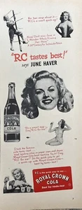 1947 vintage Royal crown cola, RC Taste Best Says June Haver - Bild 1 von 1