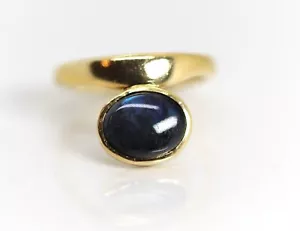 Modern 18kt/750 Ladies Yellow Gold Ring, Labradorite Gemstone Cabochon Rg: 51 - Picture 1 of 9