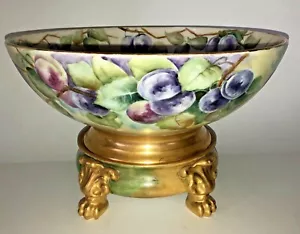 Limoges~EXQUISIUTE LG T&V (Tressmann & Vogt) HP PLUMBS 12" BOWL ON STAND~19C - Picture 1 of 10