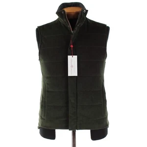 Luciano Barbera NWT Cotton Blend Corduroy Vest Size 48 (S US ) In Solid Green - Picture 1 of 12