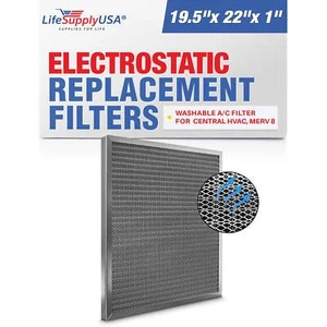 LifeSupplyUSA (20x22x1) Aluminum Electrostatic Air Filter Replacement Washable - Picture 1 of 5
