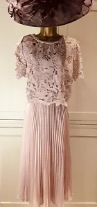 Vestido de Ocasión Phase Eight UK 18 Rosa Rubor Encaje Corpiño Plisado Falda Mangas - Imagen 1 de 24