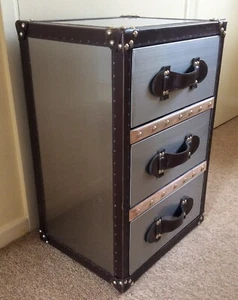 Luggage Chest of Three Drawers Side Table or Bedside Table - Picture 1 of 13