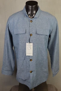 IKE Behar Mens 5 Button Chore Coat Jacket Shirt Blue Linen Blend Size XL New - Picture 1 of 12