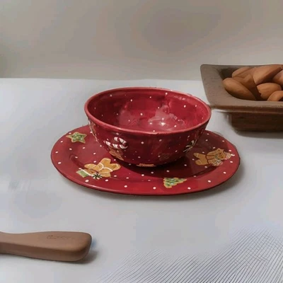Laurie Gates HOLIDAY GOLOSINAS 16" Plato ovalado para servir y tazón para servir 9" rojo Foto 1 de 4