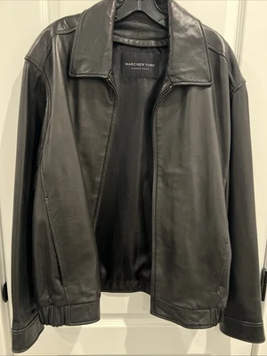 Marc New York Andrew Marc Vintage Men's Black Leather Jacket Size Large - Image 1 of 4