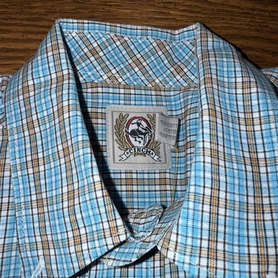 Camisa xadrez masculina Cinch com botões – Tamanho médio 10, manga longa - Imagem 1 de 4