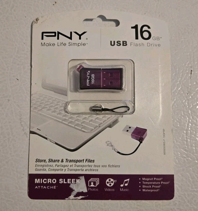 PNY 16 GB USB MICRO ELEGANTE ADJUNTO UNIDAD FLASH (PÚRPURA CLARO) Foto 1 de 1