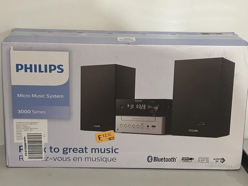PHILIPS Micro Music System M3205 (TAM3205/37) CD Bluetooth MP3 USB FM - Sealed - Image 1 of 4