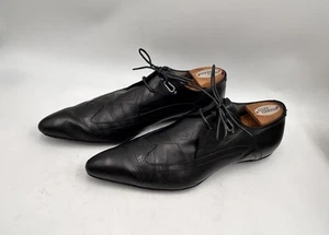 Cesare Paciotti Italien schwarze Lederschuhe 8,5 Vero Cuoio Budapester Dolch Halbschuhe - Bild 1 von 24