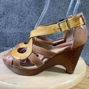 Sandalias Miz Mooz Petra Peep Toe tacón de cuña para mujer talla 8,5 cuero marrón con tiras - Imagen 1 de 9