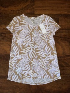Lilly Pulitzer XS Rattan Bon Vivants ETTA SCOOP NECK TEE 100 % Baumwolle Shirt Neu mit Etikett - Bild 1 von 4